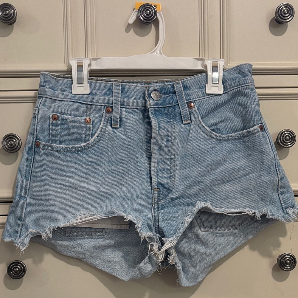 Levi's Light Blue Distressed Jean Shorts